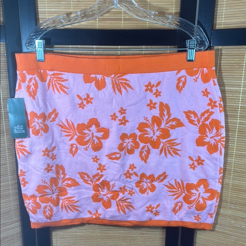 Wild Fable Pink and Orange Floral Skirt